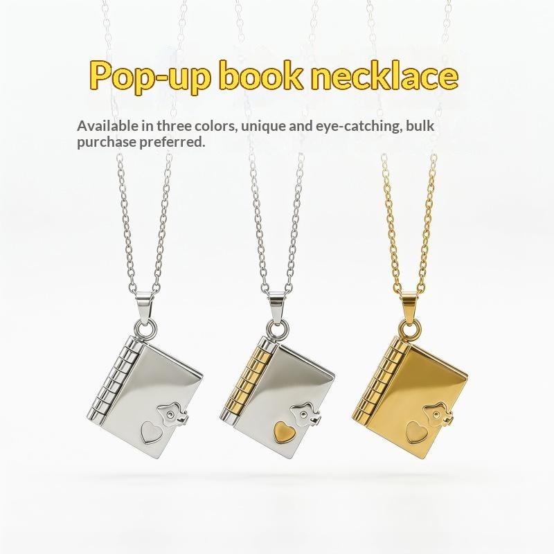 Custom Photo Book - Collier Enveloppe, Pendentif Livre Sécable avec
